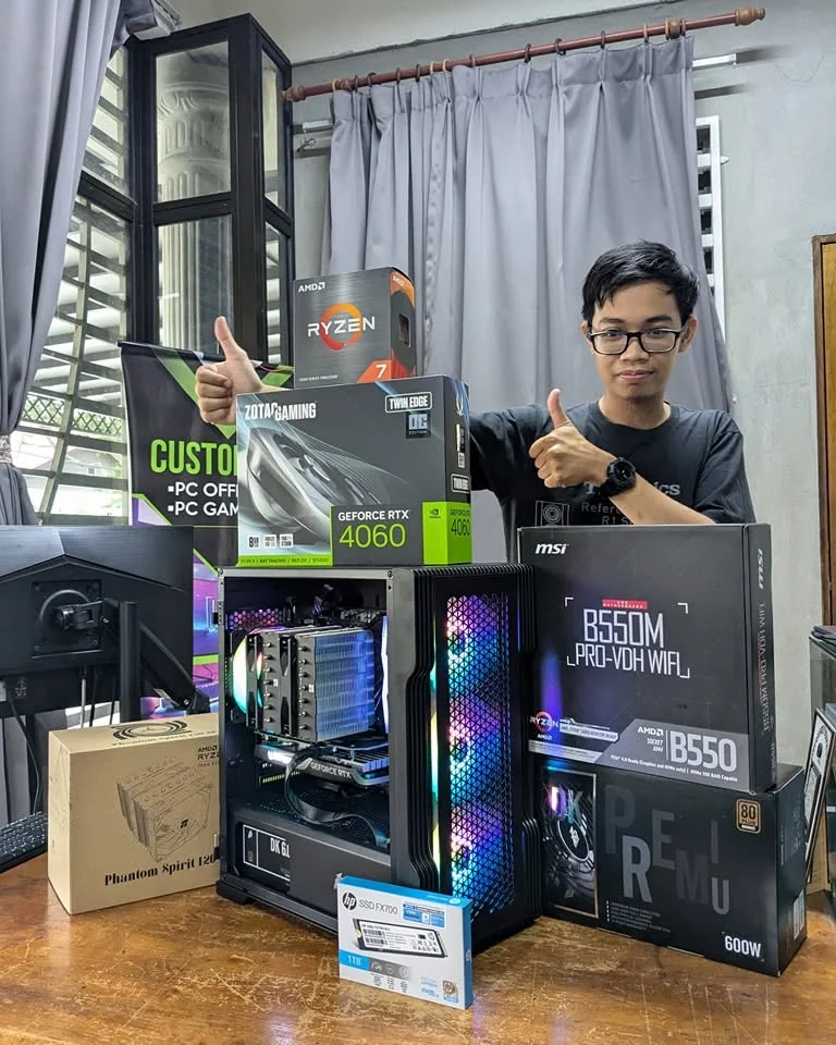 Technician Pro Computer Solution dengan completed RTX 4060 custom PC build